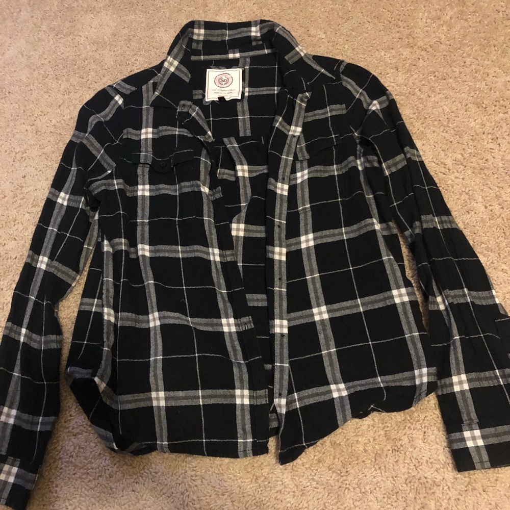 Flannel button down size medium black&white plaid
